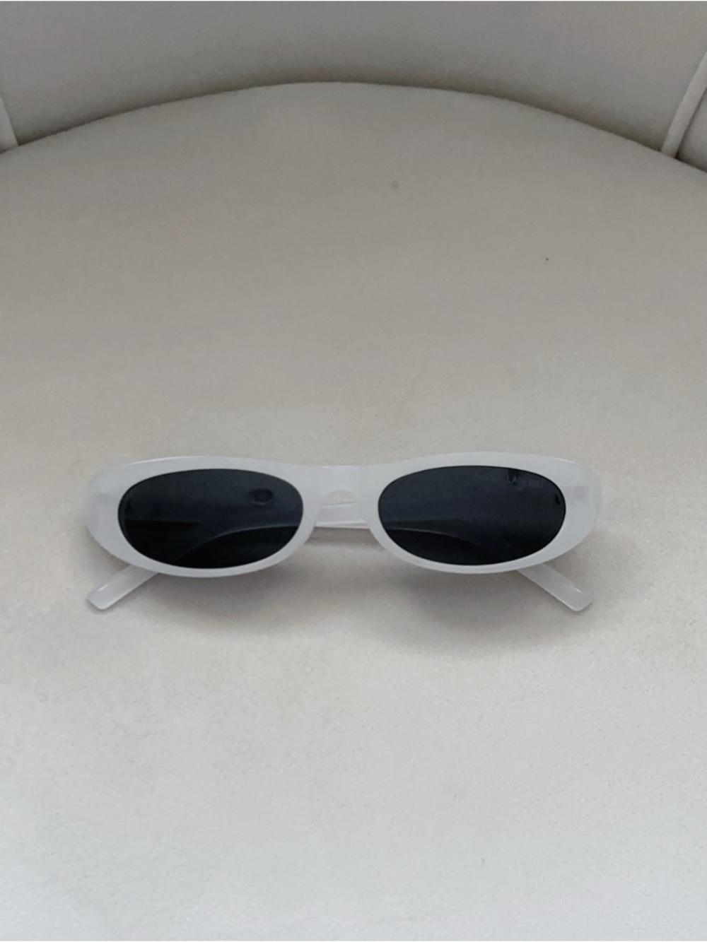 Saint Laurent White Translucent Oval Frame Sunglasses with Black Lenses